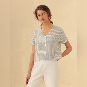 limited Edition Nice things Paloma S 100% Linen button up sz 38
